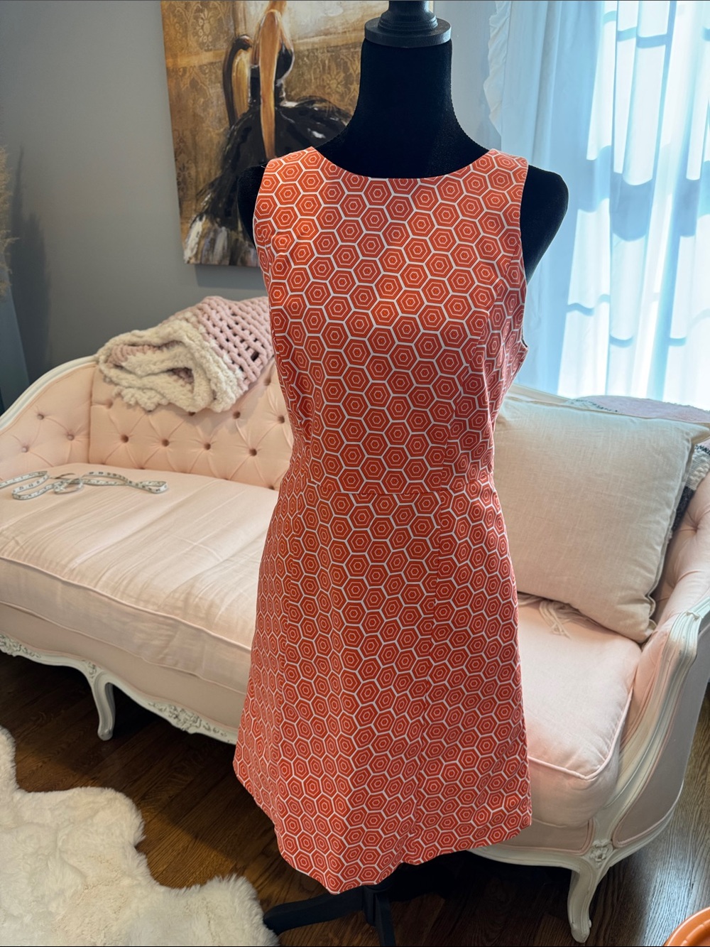 GAP Coral Hexagon Print Sleeveless Mini Dress